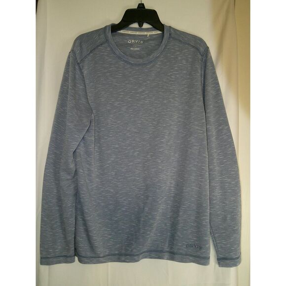 Orvis Men's Heathered Gray Long Sleeve Performance Crew Neck‎ Athletic Shirt - Picture 1 of 3